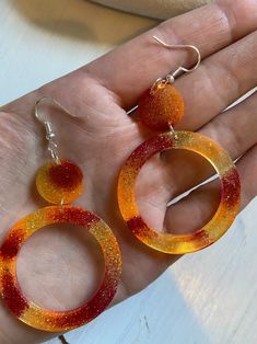 Glitter Resin Dangle Earrings Set of Two Sterling Silver - Etsy Serbia Orange Resin Jewelry For Party, One Dreadlock, Dread Wraps, Chunky Wool, Sparkle Earrings, Silver Gifts, Serbia, Earrings Set, Earring Set