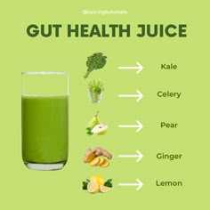 Gut health juice recipe Green Juice With Celery, Celery Green Juice, Green Juice Celery, Gut Healing Green Juice, Green Juice With Pear, Clear Gut Juice, Gut Cleaning Juices, Veg Juice Recipes, Gut Glow Drink Recipe