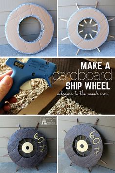 instructions to make a cardboard ship wheel