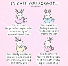 an image of some bunny in coffee cups with the words in case you forgot on it