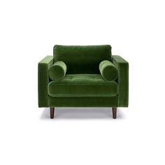 Roma Fabric Chair in Green Velvet 42” Velvet Tufted Chair, Green Velvet Armchair, Green Velvet Chair, Mid Century Modern Lounge Chairs, Velvet Lounge Chair, Tufted Seat Cushion, Velvet Lounge, Blue Chair, Velvet Chair