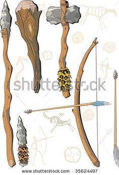 an archery bow, arrows and other items