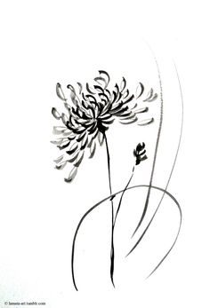 a black and white drawing of a flower