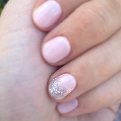 Pink <3 @Emily Schoenfeld Schuman Sparkly Accent Nail, Pink And Sparkly, Pink Wedding Nails, Wedding Day Nails, Ring Finger Nails, Wedding Manicure, Accent Nail, Her Nails, Wedding Nails For Bride