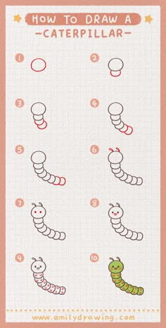 how to draw a caterpillar step by step instructions for kids and beginners