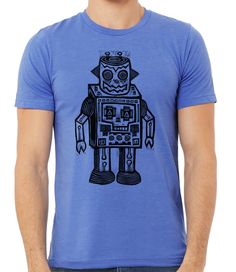 Woodcut Funhouse · Products · Skull Robot Linocut Printed T-Shirt · Shopify Robot Linocut, Guided By Voices, Baltic Birch