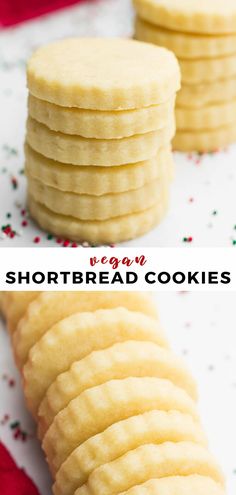 several shortbread cookies stacked on top of each other