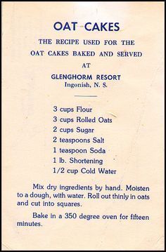 an old menu with instructions on how to bake cakes