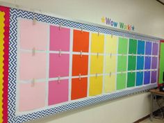 a colorful bulletin board is hanging on the wall