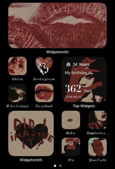 an iphone screen with various images and text on the phone's display, including lips