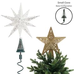 a christmas tree topper with a star on it and an electric cord attached to it