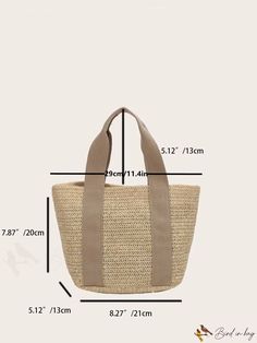 BirdinBag - Chic Double Handle Straw Bag with Contrast Taping Paper Sizes Chart, Tape Design, Word Wrap, White Space, Bag Bag, Paper Size, Straw Bag, 20 Cm, 4 Inch