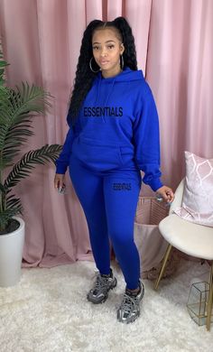 Winter Hooded Sweatshirt Skinny Pants Tracksuit Casual Blue Winter Sets, Athleisure Hooded Winter Sets, Fitted Hoodie For Leisure In Winter, Fitted Winter Hoodie For Leisure, Fitted Letter Print Hoodie For Loungewear, Blue Stretch Tracksuit For Winter, Stretch Blue Tracksuit For Winter, Casual Hooded Winter Set, Casual Winter Streetwear Sets