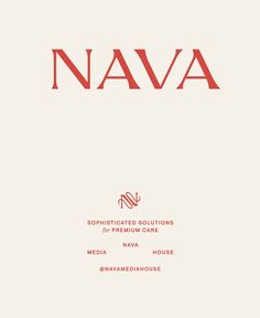 the cover for nava, which is written in red and black on a white background