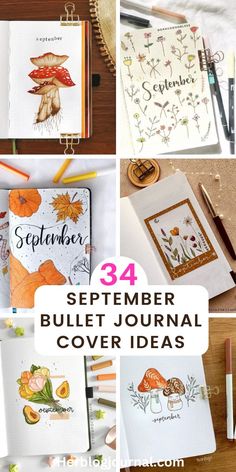 easy September Bullet Journal Cover Designs September Bujo Cover Page, Bujo Year Cover Page, September Journal Page, Bullet Journal September Theme, September Cover Page Bullet Journal, September Journal Cover, September Bujo Theme, September Journal Ideas, September Bullet Journal Theme