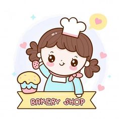 Bakery Cartoon, Kitchen Crockery, Kawaii Logo, Template Restaurant, Cute Bakery, Open Sign