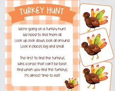 a turkey hunt game for kids to learn how to use the words and numbers in their thanksgiving