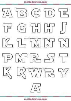 the alphabet is shown in black and white, with letters that are outlined on each side