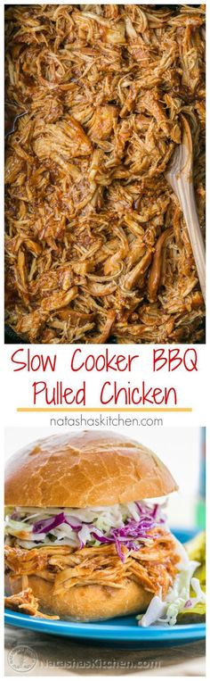 slow cooker bbq pulled chicken on a plate