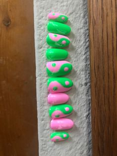 Pink and Green Ying Yang Presson Nails Etsy Ying Yang Nails, Ying Yang, Square Nails, Green Nails, Pink Nails, Press On Nails, Pink And Green