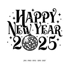 a happy new year card with a disco ball