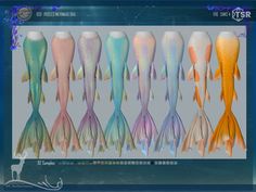 the different colored mermaid tailes are displayed in this screenshote image, and there is