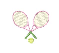 two tennis racquets and a ball on a white background embroidery design file