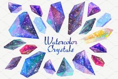 watercolor crystals with space in the middle