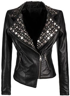 Studded Leather Jacket, Pu Jacket, Studded Jacket, Leather Biker Jacket, Leather Motorcycle Jacket, Hangzhou, Studded Leather, Black Leather Jacket