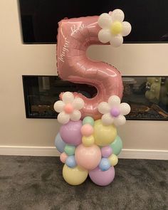 the number five is made out of balloons