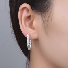 Silver 925 Inside out White CZ earring, Silver 925 cz Hoop Earring, Lever back Earring, CZ Hinge Earring, CZ Hoop Earring, cz earring #WomenEarrings #PushBackEarring #CzHoopEarring #HingedHoopEarring #EarringForWomen #SpringEarrings #HoopEarrings #CircleEarrings #CzEarring #InsideOutHoop Spring Earrings, Zirconia Earrings, Cz Pendant, Cubic Zirconia Earrings, Cz Earrings, Sterling Silver Hoops, Circle Earrings, Gorgeous Jewelry, Earrings Collection