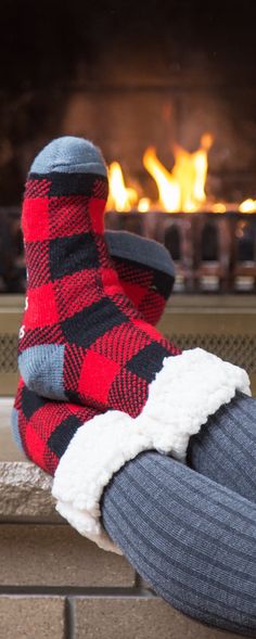 Walk on a cloud. Faux shearling lining makes these colorful slipper socks warm and extra cozy. (Plus grips on the bottom give a little traction.) Navidad Aesthetic, Summer Family Pictures, Colorful Slippers, Buffalo Check Plaid, Family Picture Outfits, Buffalo Plaid Christmas, Picture Outfits, Slipper Socks, Plaid Christmas