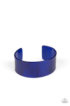 Glazed in shimmer, a blue acrylic cuff curls across the wrist for a colorfully retro look. Sold as one individual bracelet. Cheap Blue Cuff Bracelet, Cheap Blue Bangle Cuff Bracelet, Blue Cuff Bracelet, Nickel Free Jewelry, Jewelry Catalog, Woven Bracelets, Paparazzi Accessories, Affordable Jewelry, Paparazzi Jewelry