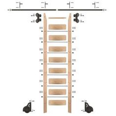 a wooden ladder is shown with measurements for the height and width of each stair rail