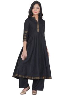 # Product Description * Girls Black Pleated Anarkali Kurta & Palazzos Set * Solid Anarkali Shape Pleated Style Mandarin Collar, Three-Quarter, no Sleeves, No Pockets Sleeve Length : Three-Quarter Sleeves Top Shape : Anarkali Neck : Mandarin Collar Top Pattern : Solid Print or Pattern Type : Solid Top Length : Calf Length Dupatta : With Dupatta Occasion : Casual, Party, Festival And Special Occasions * For More Colour , Design and Indian Product you can visit our store and For Bulk Order Contact Three Quarter Sleeve Tops, Anarkali Kurta, Colour Design, Sleeves Top, Party Festival, Girls Black, Collar Top, Bulk Order, Solid Tops