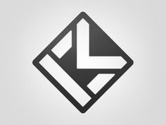 a black and white logo with the letter l in it's center, on a gray background