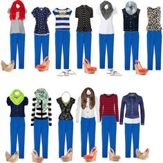 Capsule Wardrobe -- S2 - Polyvore Light Blue Dress Pants, Royal Blue Leggings, Neon Prom Dresses, Look Office