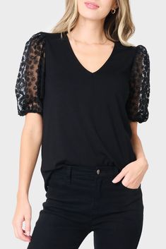 The Megan Mixed Media Soft Ponte Top is a perfect combination of classic and modern. This top features embroidered puff sleeves and a V-neck, creating a timeless yet chic look. It's made of a soft ponte fabric for all-day comfort and style. 93% Rayon | 7% Spandex Hand Wash Cold, Dry Flat. Length 25" Casey is 5'8 and wearing size XS Sheer Puff Sleeve Top, Sheer Sleeves Top, Navy Peacoat, Pink Peacock, Ponte Fabric, Chic Look, Puff Sleeve Top, Navy Pink, Sheer Sleeves