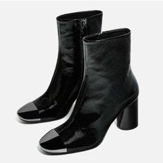 Brand New Boots With Tag. Shiny Metal Cap, Round Heels (3 Inches). Keen Boots, Shiny Boots, Fall Winter Shoes, Leather Boots Black, Knee Length Boots, Cinderella Shoes, Lace Heels, Suede Leather Boots, Fall Shoes