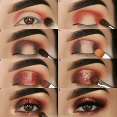 Make Up Mata, Easy Eye Makeup Tutorial, Eyeshadow Tutorial For Beginners, Gold Smokey Eye, Eyebrow Eyeshadow, Pinterest Makeup