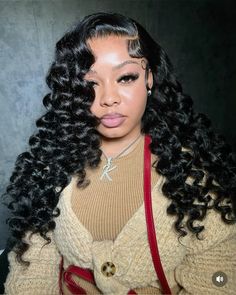 No Part Wand Curls, Wand Curl Hairstyle, Wand Curls Side Part, Side Part With Wand Curls, Side Part Wand Curls, Wand Curls On Wig, Side Part Wig Install, Side Part Wig, Black Hair Wigs