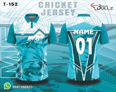 the cricket jersey is designed to match the team's uniform and their name on it