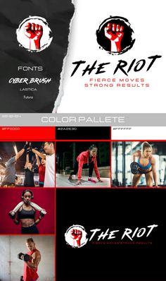 the riot logo is displayed on top of an image with different colors and font options