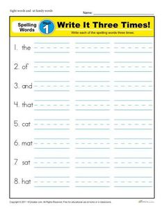 worksheet for spelling words and numbers