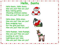 a christmas poem with pictures of santa and other things to write in it's own language