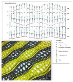 the pattern is shown in yellow and black, with two rows of stitchs on each side