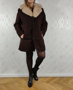 Sheepskin Shearling Jacket was produced in a small family workshop in Poland. Dimensions: sleeve from the collar: 83 cm sleeve from the armpit: 45 cm in the chest: 60 x 2 cm total length: 91 cm Our model is 173 tall and wear M / L size. Fitted Brown Outerwear With Fleece Lining, Brown Sheepskin Long Sleeve Outerwear, Fitted Brown Shearling Leather Jacket, Brown Fur Coat With Padded Collar For Fall, Fitted Winter Fur Coat With Padded Collar, Fitted Fur Coat With Padded Collar For Winter, Brown Fitted Fur Coat For Cold Weather, Fitted Long Sleeve Shearling Fur Coat, Fitted Sheepskin Outerwear For Winter