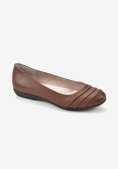 This classic and comfortable ballet flat will bring sophisticated elegance to your any day look. Feminine detail on vampSoft memory foam cushioned insolePerforated arch support padFlexible outsole3/4" heel Classic slip-on ballet flats available in full and half sizes 7-9, 10, 11 | Women's Clara Flat by Cliffs in Cognac Burnished Smooth (Size 9 M) Classic Slip-on Flats With Arch Support, Slip-resistant Medium Width Flats, Slip-resistant Comfortable Ballet Flats, Comfortable Slip-resistant Ballet Flats, Classic Slip-on Ballet Flats For Formal Occasions, Elegant Comfortable Slip-on Flats, Elegant Medium Width Slip-on Ballet Flats, Classic Slip-on Closed Toe Ballet Flats, Elegant Slip-on Ballet Flats With Arch Support