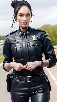 Female Cop Art, Women Leather Pants, Female Police Officers, German Police