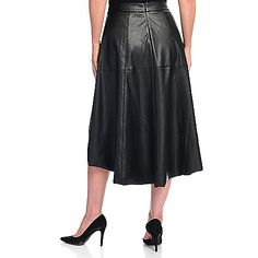 743-673 - Kate & Mallory® Faux Leather Zip Back Seam Detailed Hi-Lo Skirt Chicago Magazine, Ron White, Peep Toe Sandals, Karl Lagerfeld Paris, Edgy Look, Fashion Essentials, Black Faux Leather, 21st Century, Wardrobe Essentials